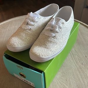 White glitter Ked’s - Kate Spade - women’s size 11M